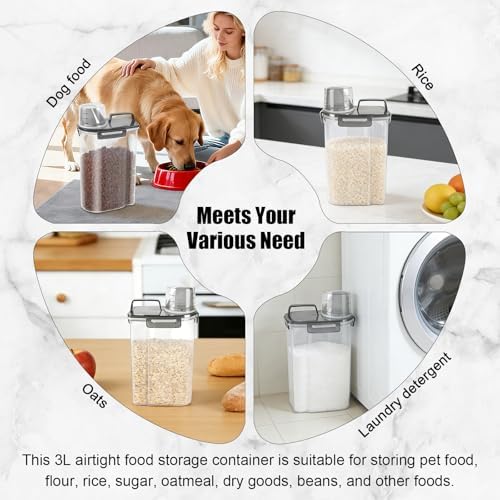 3-5Lbs Small Dog Cat Food Storage Container With Foldable Bowl-Clear Black - Image 3