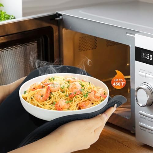 Silicone Microwave Mats, 12" Extra Large Multi-Use Microwave Mat Heat Resistant Silicone Trivet Mat Pot Holders Hot Pads for Kitchen, Silicone Cover Pad for Microwave Oven Hot Pot Pans, Black 2Pack - Image 2