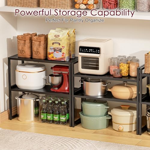 Expandable Kitchen Storage Shelves,110LBS Heavy Duty Metal Garage Shelving Units For Pot Pans Appliance,Adjustable Small Storage Shelf Rack Organizer For Kitchen Countertop Under Cabinet Garage Pantry - Image 7