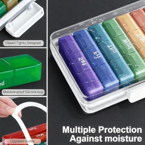 JOYBOS Medicine Storage Box Organizer, Plastic, White, 4-Tier with 7-Day Pill Case, Lockable, Waterproof, Airtight, Dustproof, - Image 4