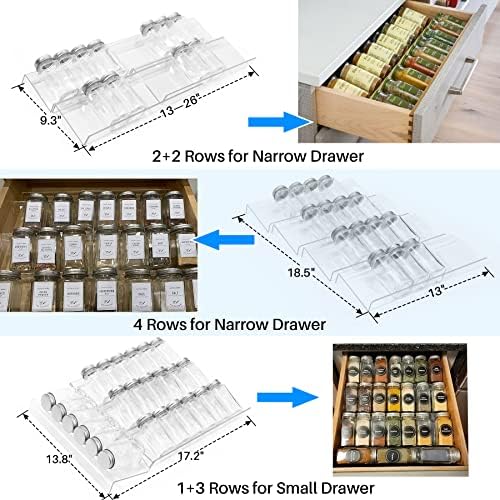 Antimbee 4-Pack Spice Drawer Organizer, 4-Tier Clear Spice Rack for Drawer - Image 4