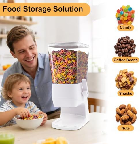 Cereal Dispenser Countertop 2Pcs, Cereal Containers Storage Snack Dispenser for Pantry, 3.2L Dry Food Dispenser for Grains, Nuts, Snack,Oatmeal, Pet food, White - Image 3