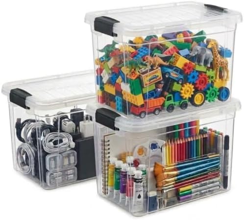 Superio 8.7 Quart Clear Plastic Storage Boxes with Lids, Stackable Organizer Containers, BPA-Free Storage Bins for Home, Office, School & Dorm, 3 Pack by Superio