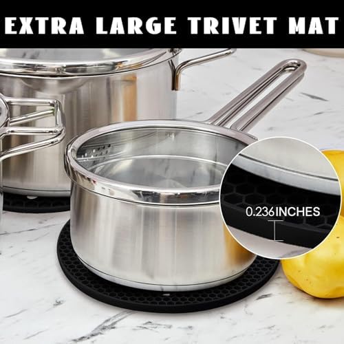 4 Pack Silicone Trivet Mats, 7 Inch & 9 Inch Flexible Heat Resistant Silicone Hot Pads Pot Holders for Kitchen Counter, Round Trivets for Hot Dishes - Potholders Jar Opener(Black) - Image 4
