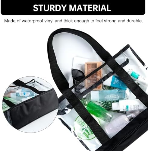 BORMELUN clear tote bag,Purse handle with zipper for work plastic transparent see through women - Image 5