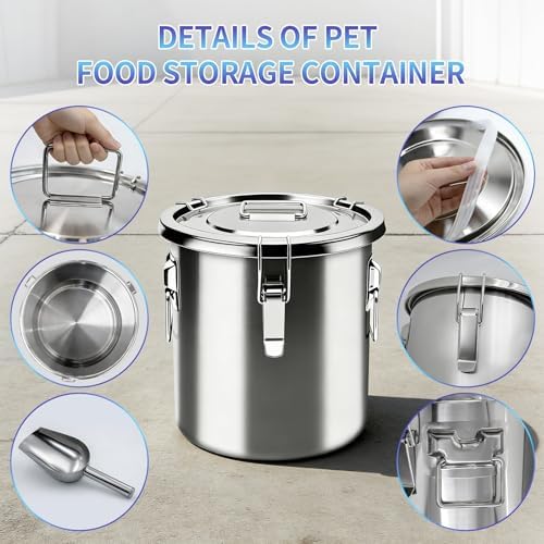 20 lb Stainless Steel Dog Food Storage Container, Airtight Metal Pet Food Storage Bin with Lid and Scoop, Large Dog Food Container for Dry Food, Keep Fresh, Easy to Clean - Image 3