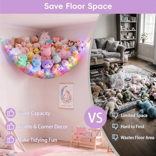 Stuffed Animals Hammock with Remote Control Toy Net Room Decor Storage - Image 3