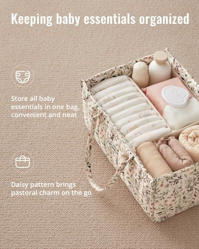 Blissful Diary Floral Diaper Caddy Organizer Storage Basket, Pastoral Daisy - Image 2