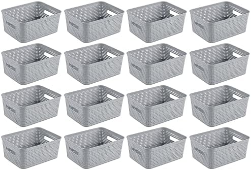 Sterilite Small Stacking Baskets w/ Handles for Bathroom & Pantry, 16-Pack by Sterilite
