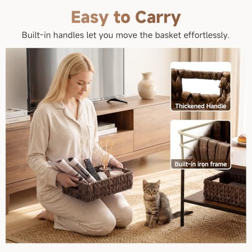 StorageWorks Wicker Baskets for Storage, Rectangle Basket, Brown Baskets - Image 4
