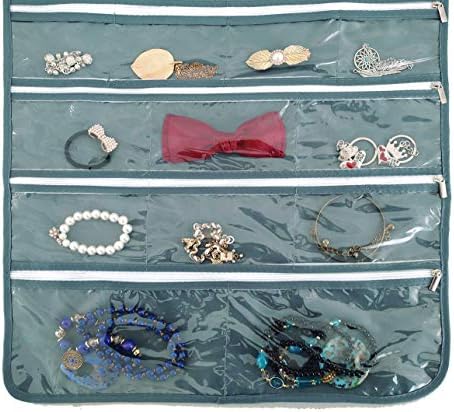 BB Brotrade Hanging Jewelry Organizer,Accessories Organizer,56 Zipper Pocket Organizer for Holding Jewelries (Grey-Zipper) - Image 5