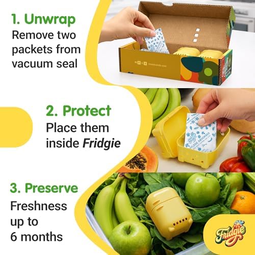 Fridgie Produce Saver, Ethylene Gas Absorber, Fresh Fruit Saver - Yellow - Image 5