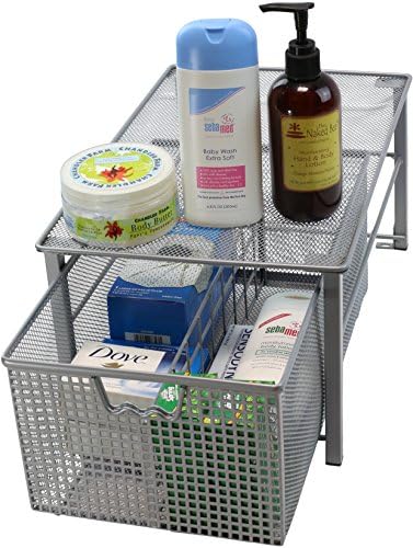 Deco Brothers Stackable Pull Out Cabinet Sliding Basket with Divider, Large - Image 6