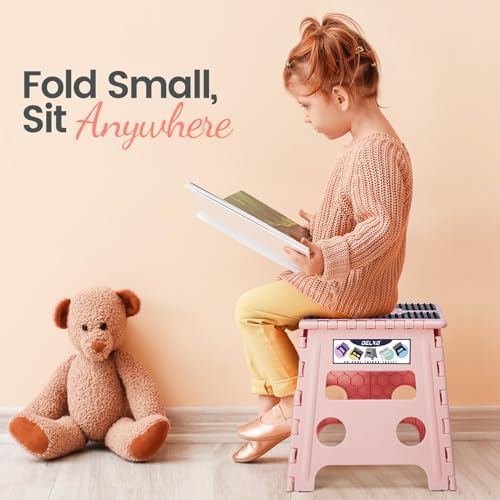 Delxo Folding Step Stool 13 Inch,300 Lbs Step Stool for Adults Pink - Image 3