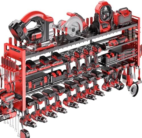 49.8" Power Tool Organizer Wall Mount,Holds 18 Cordless Drills by SHOMEXTOL