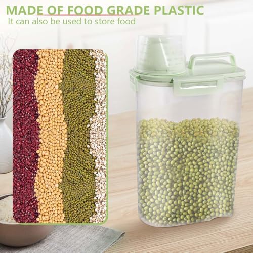 SenseYo 2.5lb Pet Food Storage Container with Measuring Cup, 3L Cat Food Storage Container Dog Food Storage BPA Free for Small Dog, Cat, Bird (Green) - Image 5