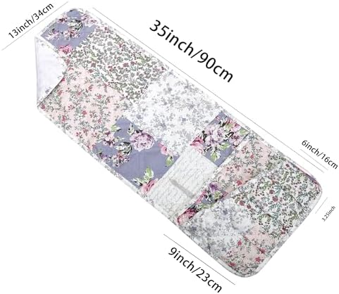 Brilliant Sunshine Blue & Pink Rose Toile Couch Armrest Organizer, 35"×13" - Image 3