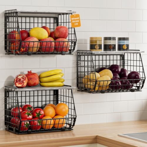 Hanging Fruit Basket for Kitchen, 3 Pack Vegetable Produce Basket by GGIU