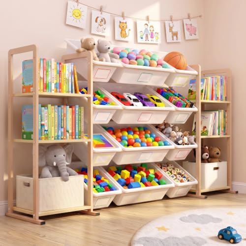 Toy Storage Organizer with 6 Shelves and 12 Removable Storage Bins, Bookshelf/Bookcase, Kids Bin Shelf, Toys Box for Playroom Organization for Bedroom & Room by HONGDDY