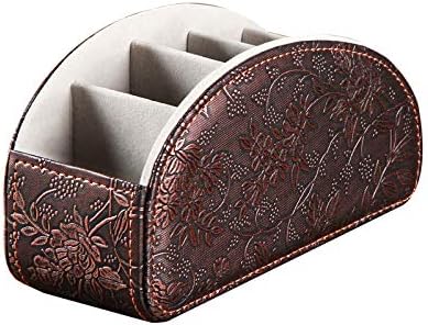 Leather Remote Control Holder,Universal TV Remote Organizer with 5 Compartments,Desktop or Bedside Table Organizer for DVD,Blu-Ray,Gaming and Streaming Remotes,Glasses and Accessories(Antique) - Image 3