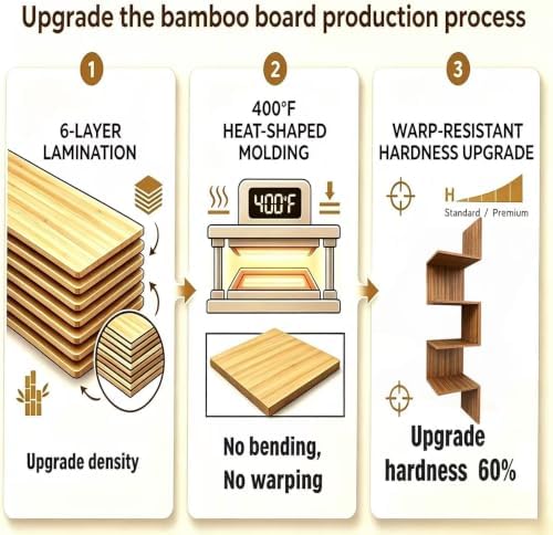 Premium Bamboo Floating Corner 4-Tier,Corner Shelf Wall,7.8"Lx7.8"Wx40.1H - Image 3