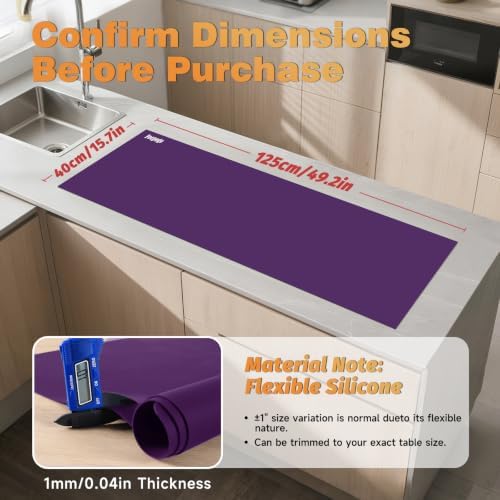 49.2" x 15.7" Large Silicone Mat for Kitchen Counter Protector, Cuttable - Image 2