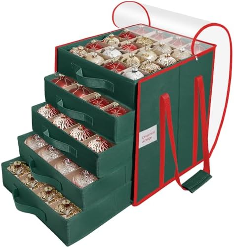 Christmas Ornament Storage Box,5 Tier Holds Up to 100-3” Holiday Décor by HKQ