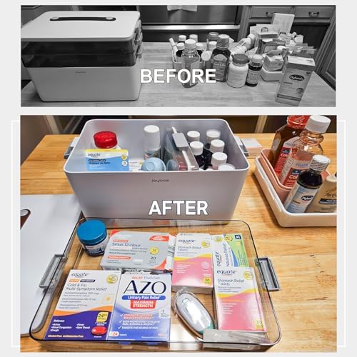 JOYBOS 3-Tier Medicine Storage Box Cabinet, Empty First Aid Kit Portable Medical Supply Organizer with Leather Handle for Home 3-Tier Medicine Storage Box - Image 3