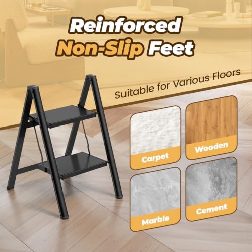 HBTower 2 Step Ladder, Lightweight Aluminum Folding Step Stool - Image 5