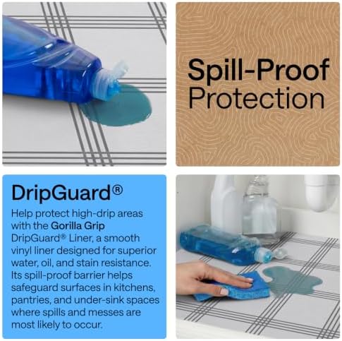 GORILLA GRIP Shelf Liner, Kitchen Drawer Protector, 12x120 White Stripe - Image 3