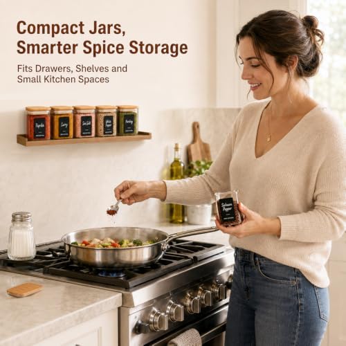 ComSaf Glass Spice Jars 8oz Set of 6, Seasoning Containers with 9 Labels - Image 6