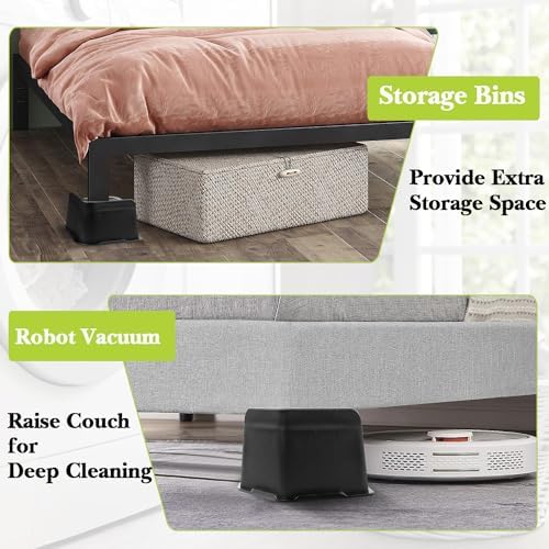 Bed Risers 2 inch, 3 inch, 4 inch, 6 inch, 8 inch Heavy Duty, Oversized Furniture Riser for Couch Sofa Table Chair Leg Frame Dorm, Support up to 6000 Lbs (Black 4 Pack, 3 inch) - Image 4