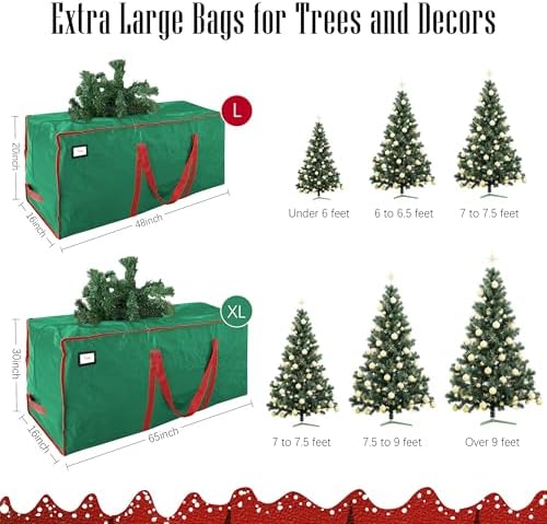 Cosy Family 9 ft Christmas Tree Storage Bag - Durable Heavy Duty Extra Large Artificial Xmas Holiday Tree Bag with Reinforced Handles and Dual Zippers Wide Opening - Green - Image 2