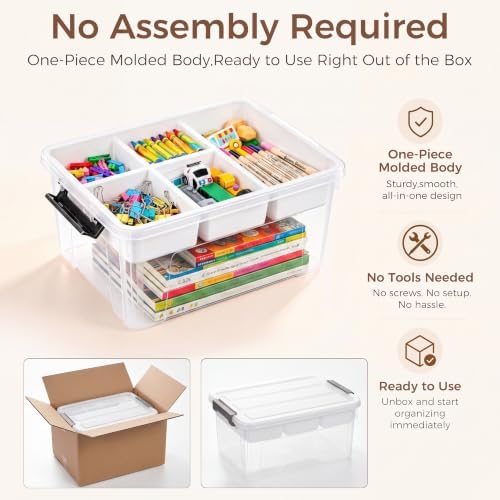 17QT Clear Storage Bins with Lids, Craft Organizers and Storage with Tray - Image 6
