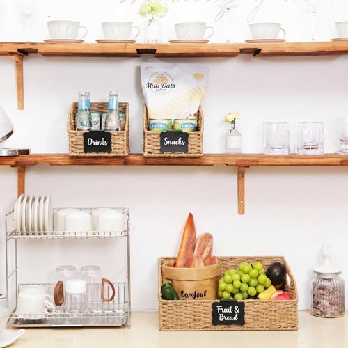 Pantry Baskets for Organizing,Wicker Storage Bins, 3 Pack, Natural - Image 7