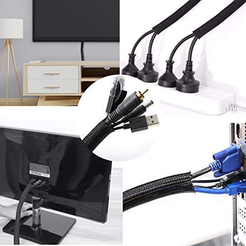Cable Management Sleeve, Split Design, 10FT - 3/8 Inch, Black - Image 5