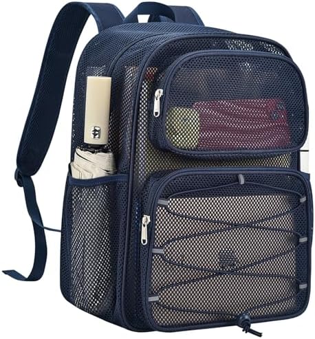 Bagenius Heavy Duty Mesh Backpack, 30L See Through Large Capacity Beach Bag by Bagenius