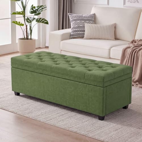 Mangodan 50 Inch Large Storage Ottoman, Tufted Ottoman with Storage by Mangodan