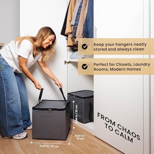 Clothes Hanger Organizer Bags, 2 Pack, Gray, Holds 100+ Hangers - Image 3