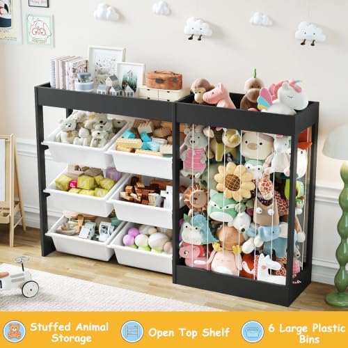 VontinT 50.6" W Toy Storage Organizer with Stuffed Animal Holder,Wooden - Image 4