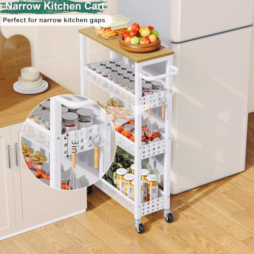 4 Tier Slim Rolling Cart with Wheels for Between Washer and Dryer Storage - Image 4