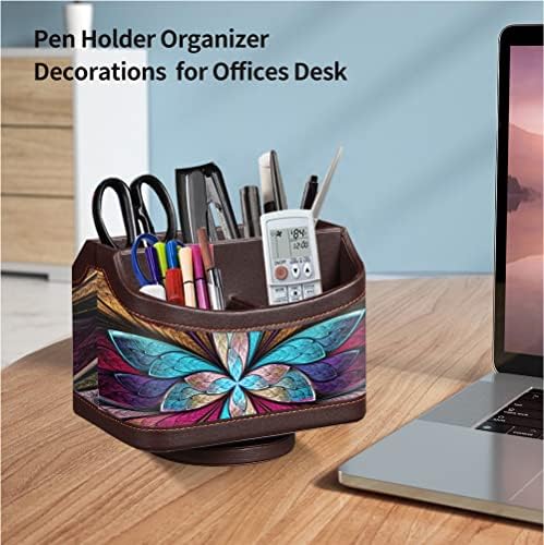 360° Rotatable Remote Control Holder,PU Leather TV Remote Caddy for Table - Image 4