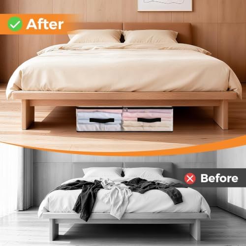 2 Pack Under Bed Storage Bags, 60L Foldable Clear Containers with Handles - Image 7