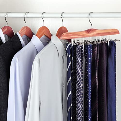 TOPIA HANGER American Red Cedar Wooden Tie Racks for Closet, 24 Tie Hangers Organizer, High-Grade Space Saving Necktie Holder for Storage and Display Bra, Tank Top, Camisole (1-Pack) CT14T - Image 5
