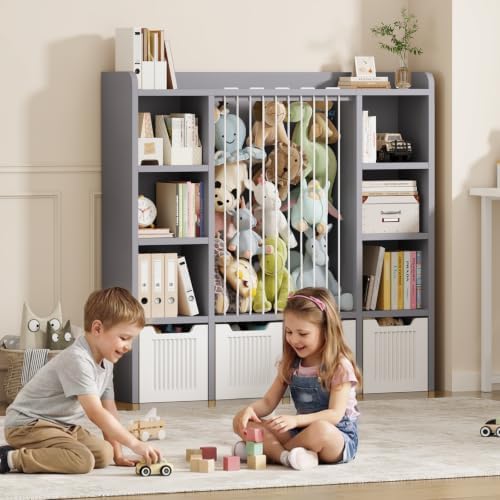 Toy Storage Organizer with Stuffed Animal Storage, Grey - Image 6