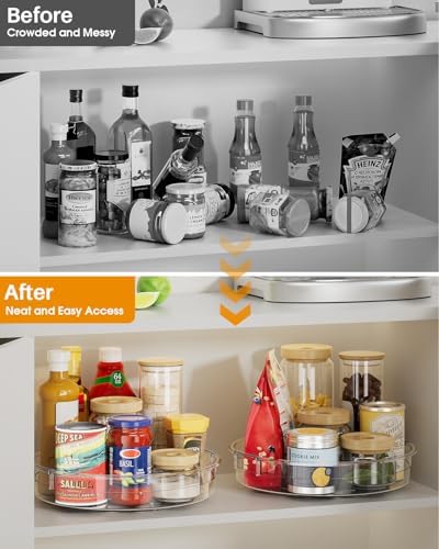 LAMU 2 Pack 12 Inch Lazy Susan Organizer Turntable for Cabinet, with High Edges to Prevent Falling, Large Clear Lazy Susan for Kitchen, Pantry, Refrigerator, Countertop, Table, Bathroom - Image 4