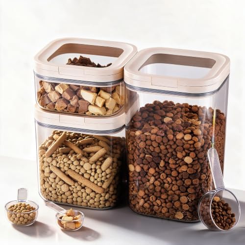 LivLab Mker 20lbs Pet Food Containers,One-Handed Opening, Clear, Stackable by LivLabMker
