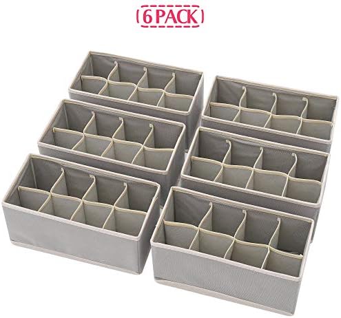 DIOMMELL Set of 6 Foldable Cloth Storage Box Closet Dresser Drawer Organizer Fabric Baskets Bins Containers Divider for Clothes Underwear Socks Lingerie Clothing, Grey 00-0600 - Image 3