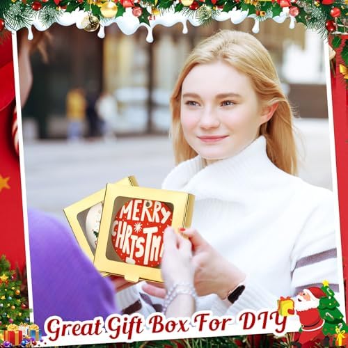 25 Pcs Christmas Sublimation Blanks Ornament Gift Box, Gold - Image 5