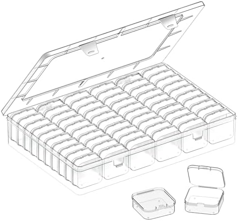 Bead Organizer Box, 61pcs Clear Plastic Storage Containers Set, Large Capacity Small Bead Organizers and Storage Cases with Labels, for Jewelry, Crafts, Diamonds Storage by Unknown